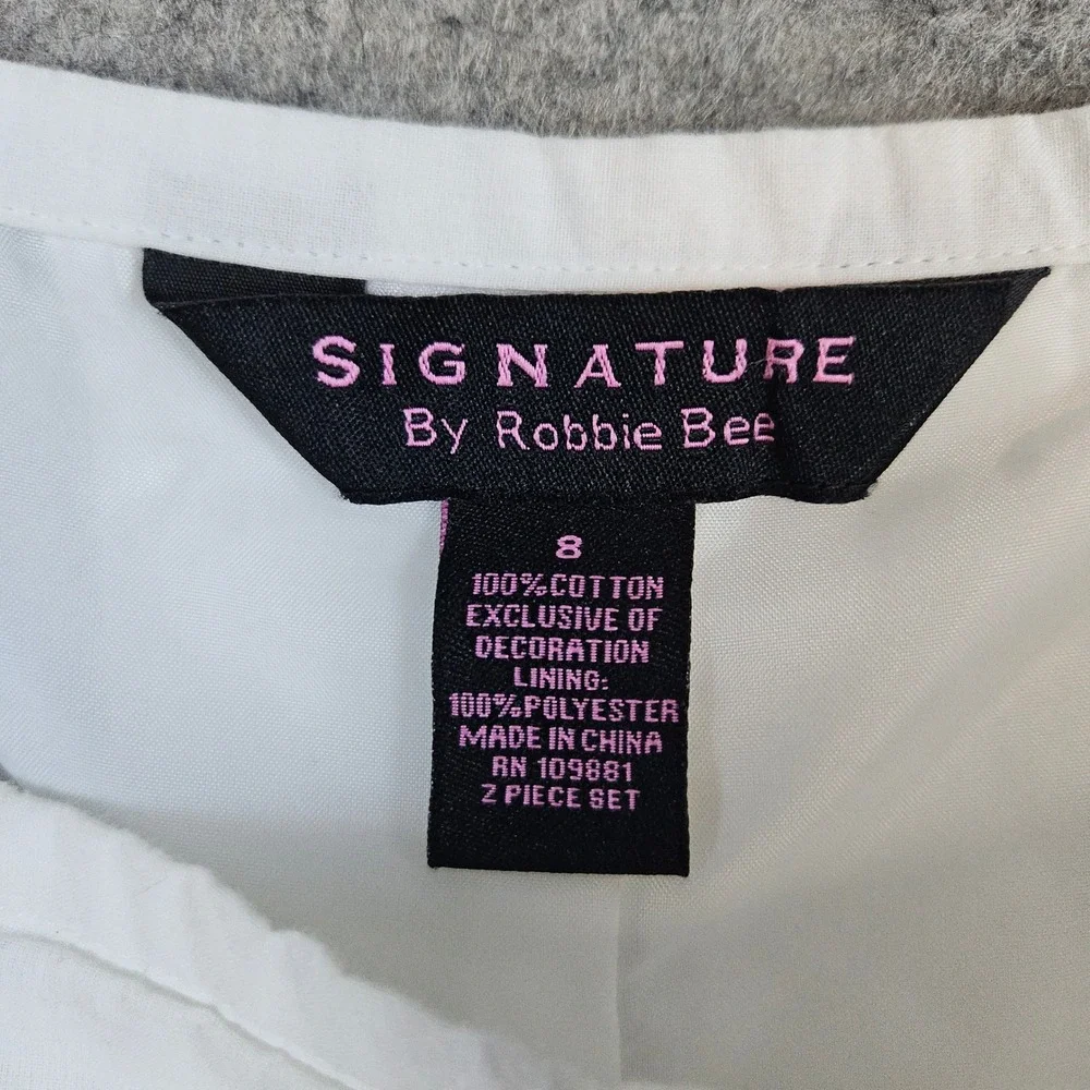 Robbie Bee White‎ Black Stripes Full Pleated Cotton Skirt Women's Size 8 SPOTS